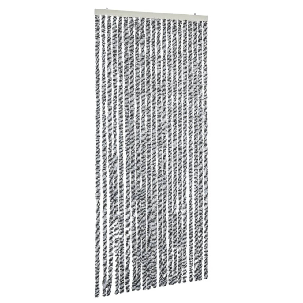 vidaXL Fly Curtain Fly Screen Grey and Black and White 56x200 cm Chenille