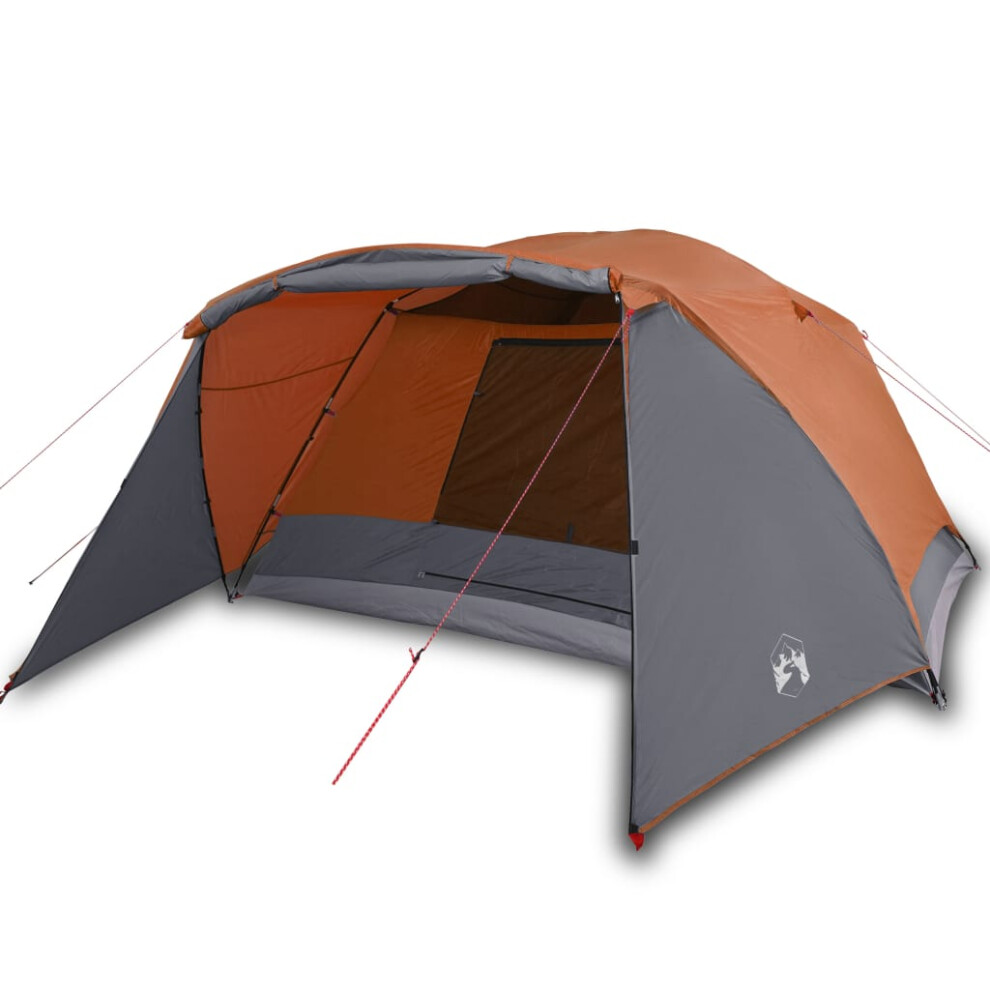 vidaXL Camping Tent 4 Persons Portable Dome Tent Grey and Orange 190T Taffeta