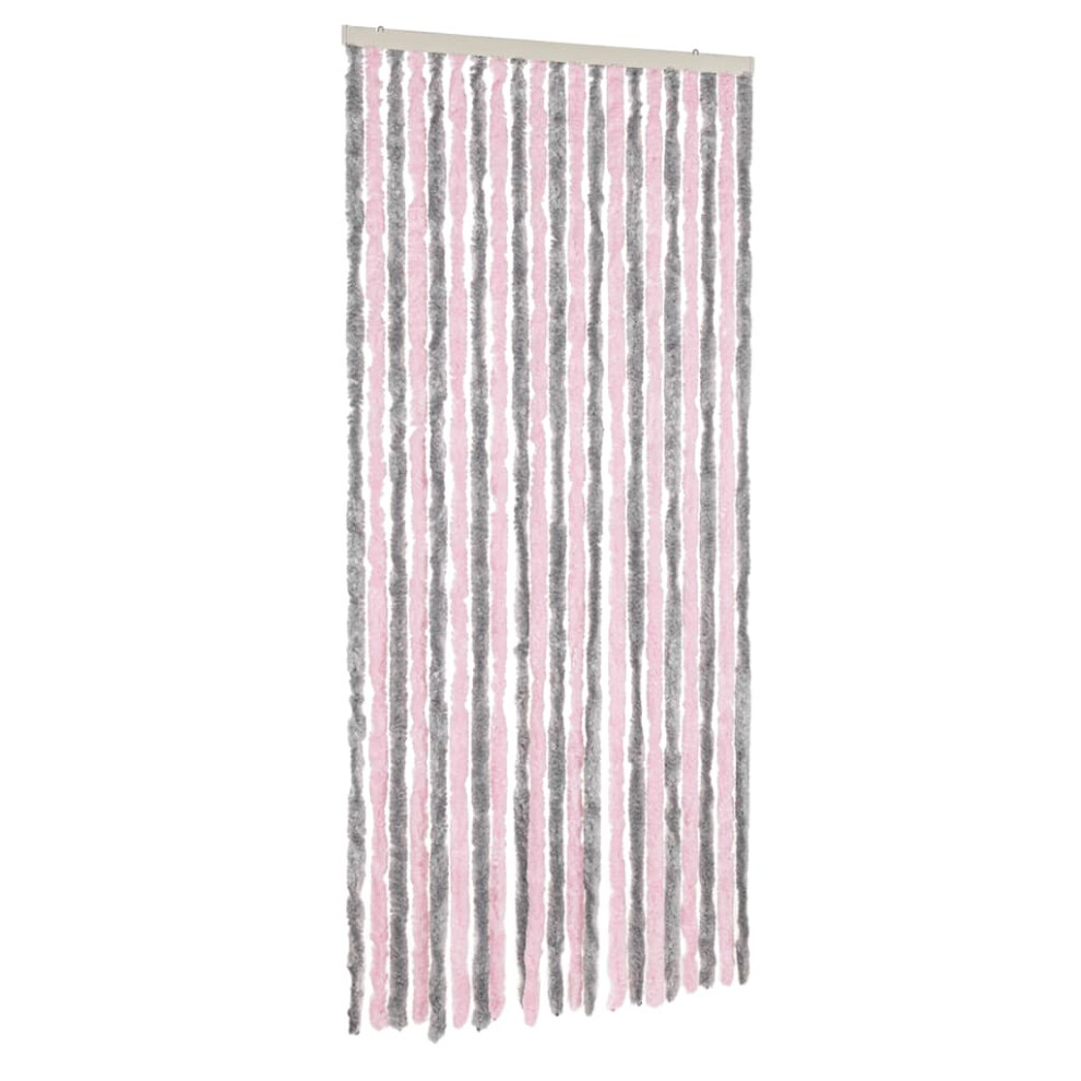 vidaXL Fly Curtain Fly Screen Curtain Silver Grey and Pink 100x220 cm Chenille