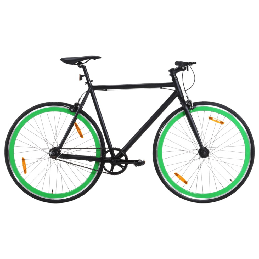 vidaXL Fixed Gear Bike Single Speed Bicycle Fixie Bike Black and Green 700c