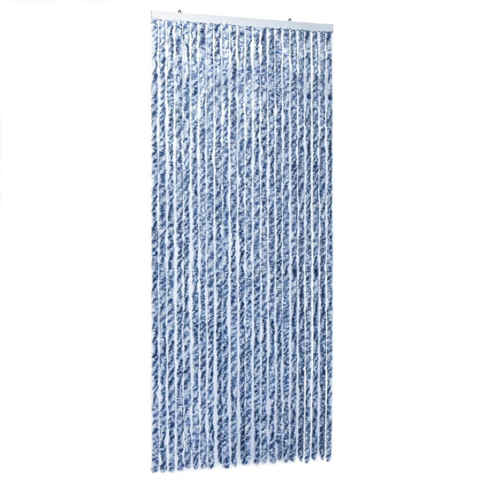 vidaXL Fly Curtain Door Curtain Fly Screen Blue and White 100x200 cm Chenille