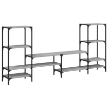 vidaXL Grey Sonoma TV Cabinet – Engineered Wood Media Stand 206.5x28.5x95 cm with Wall Attachment