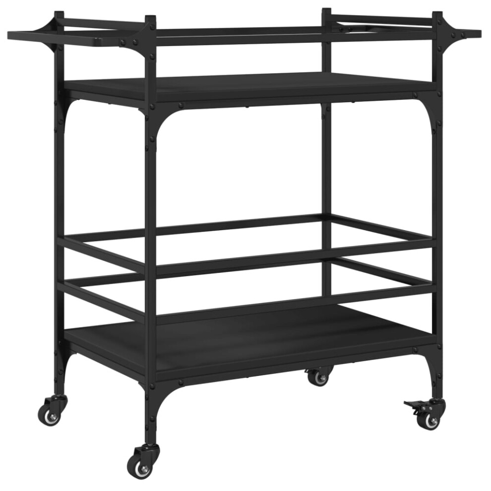 Vidaxl Kitchen Trolley Rolling Cart Storage Cart Trolley Black Engineered Wood