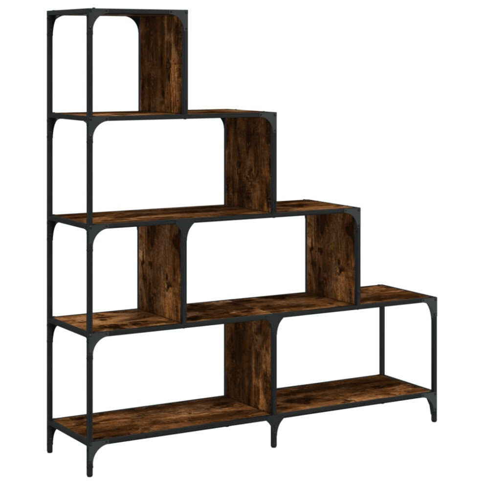 vidaXL Bookcase 4-Stair Bookshelf Cabinet Book Rack Smoked Oak Engineered Wood