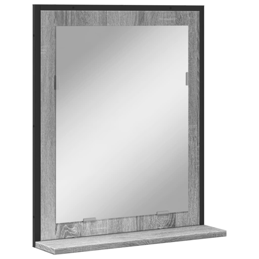 Vidaxl Bathroom Mirror With Shelf Wall Mirror Grey Sonoma Engineered Wood