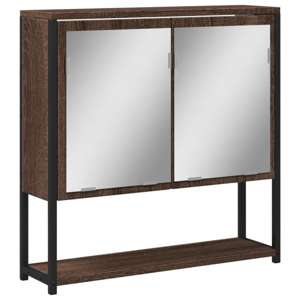 vidaXL Bathroom Mirror Cabinet Wall Mounted Cabinet Brown Oak Engineered Wood