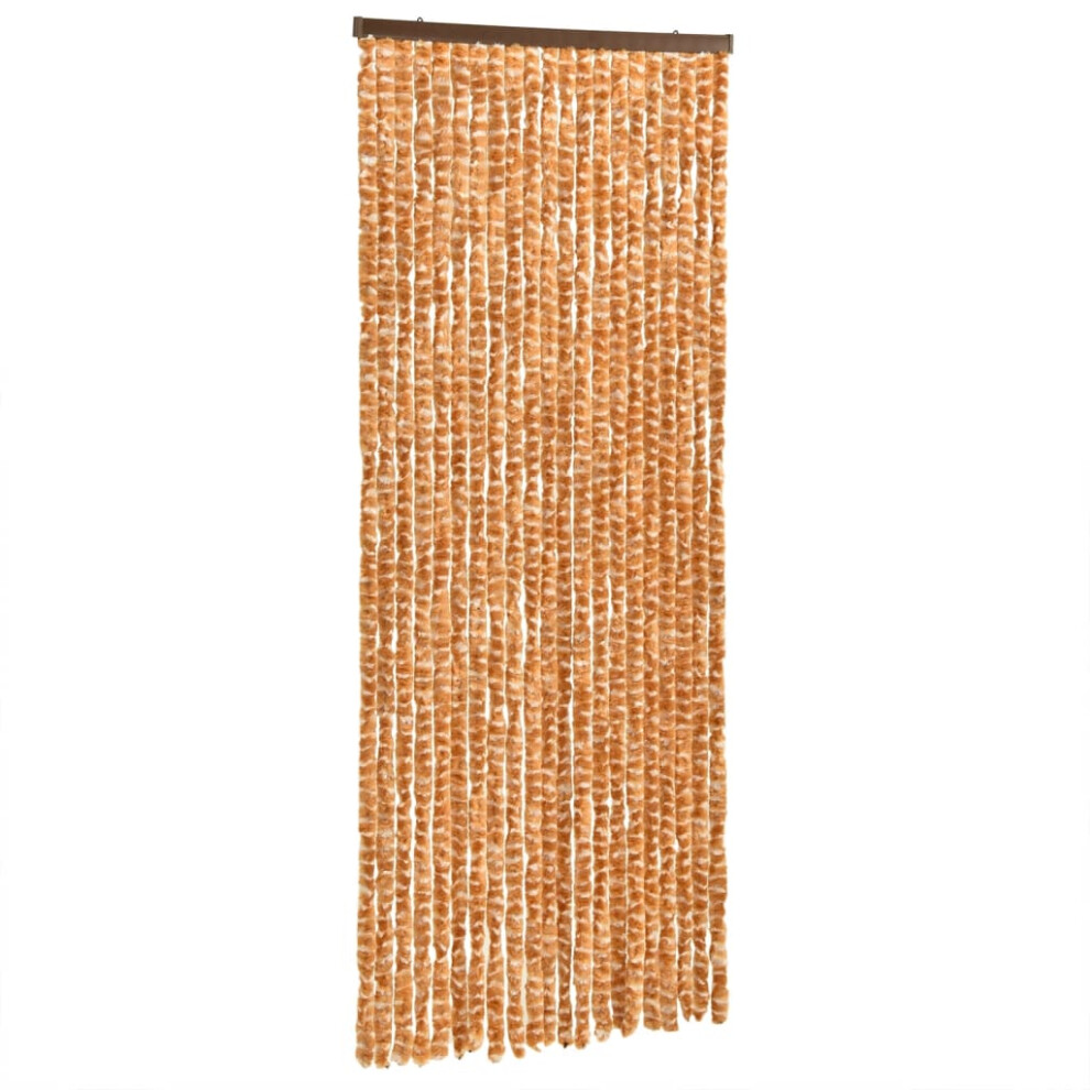 vidaXL Fly Curtain Door Curtain Fly Screen Ochre and White 100x230 cm Chenille