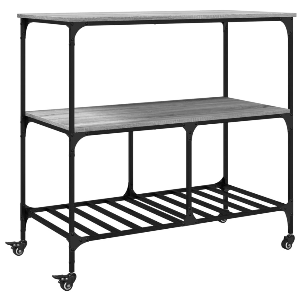 vidaXL Kitchen Trolley Rolling Cart Storage Cart Grey Sonoma Engineered Wood