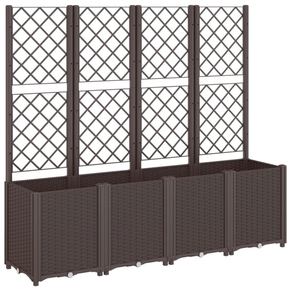 vidaXL Garden Planter with Trellis Outdoor Flower Pot Planter Pot Box Brown PP