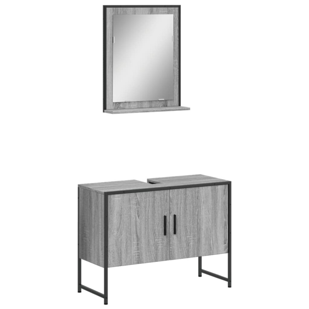 Vidaxl Bathroom Cabinet Set 2 Piece Sink Cabinet Grey Sonoma Engineered Wood
