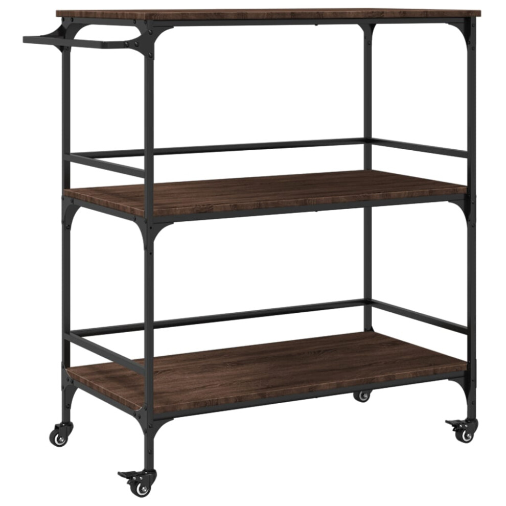 Vidaxl Kitchen Trolley Rolling Cart Storage Cart Brown Oak Engineered Wood