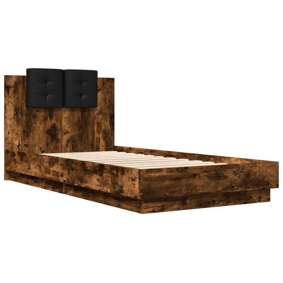 vidaXL Bed Frame with Headboard Bed Smoked Oak Small Single Engineered Wood