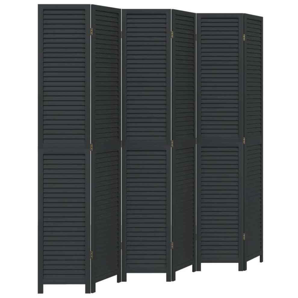 vidaXL Room DividerÂ 6 Panels Room Privacy Screen Black Solid Wood Paulownia-image-OPC-PDRMCRD-NEW