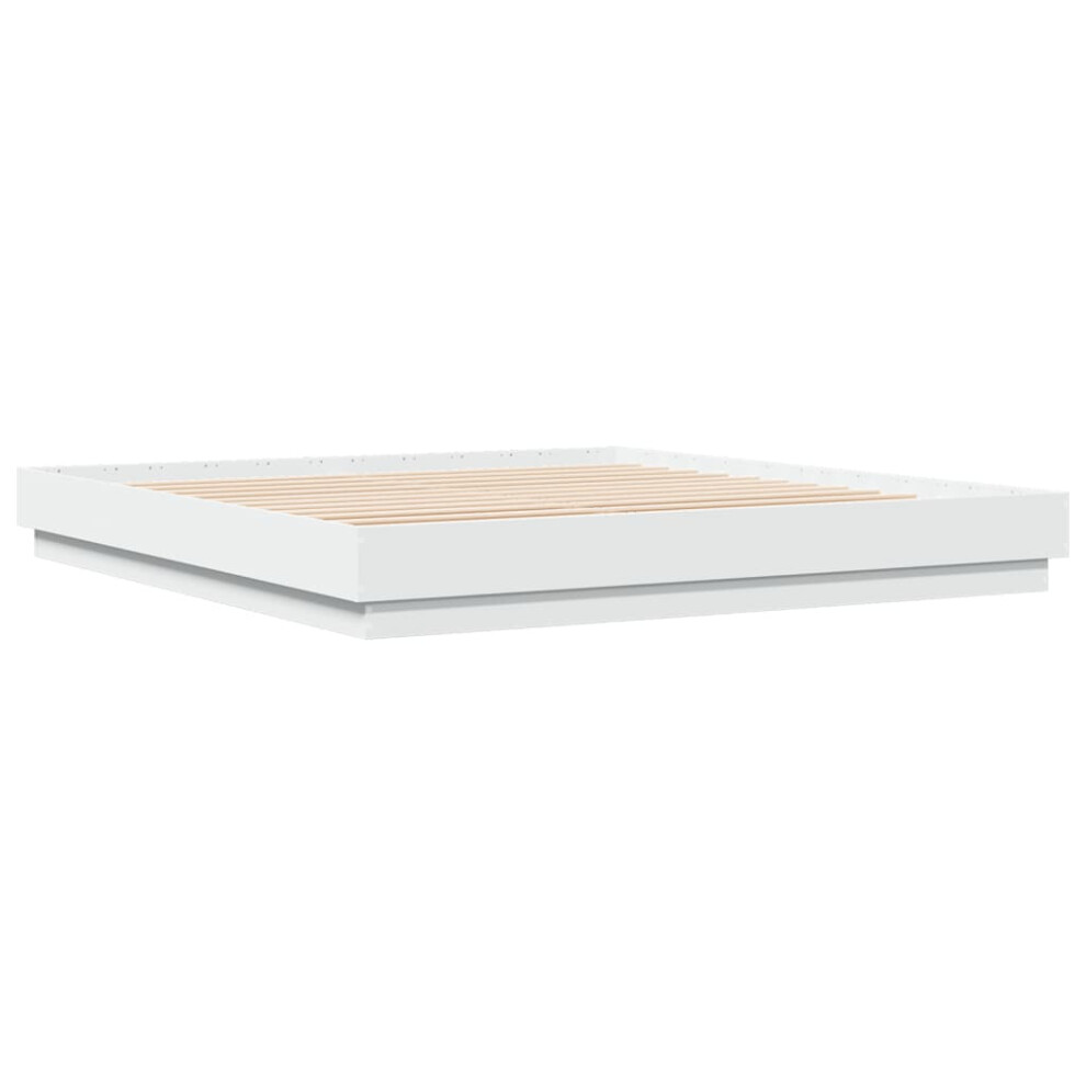 Vidaxl Bed Frame Bedroom Bed Base Bedstead White 200X200 Cm Engineered Wood