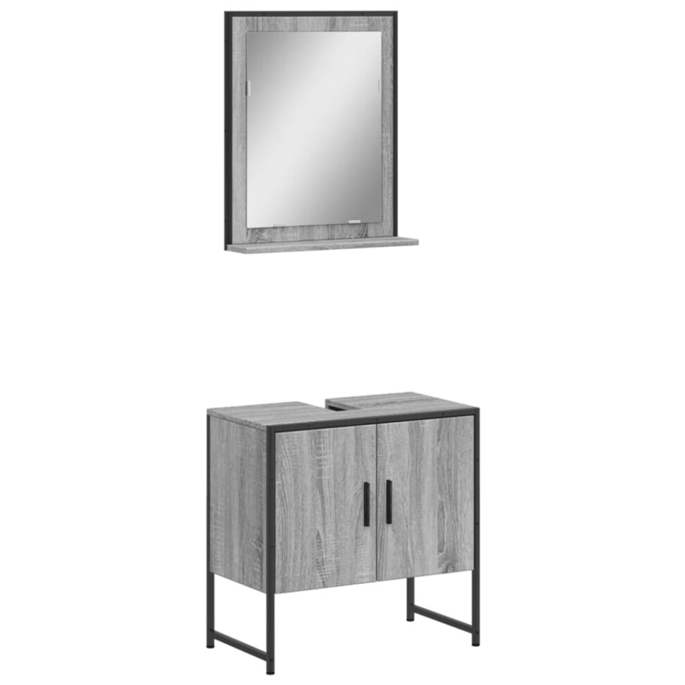 Vidaxl Bathroom Cabinet Set 2 Piece Sink Cabinet Grey Sonoma Engineered Wood