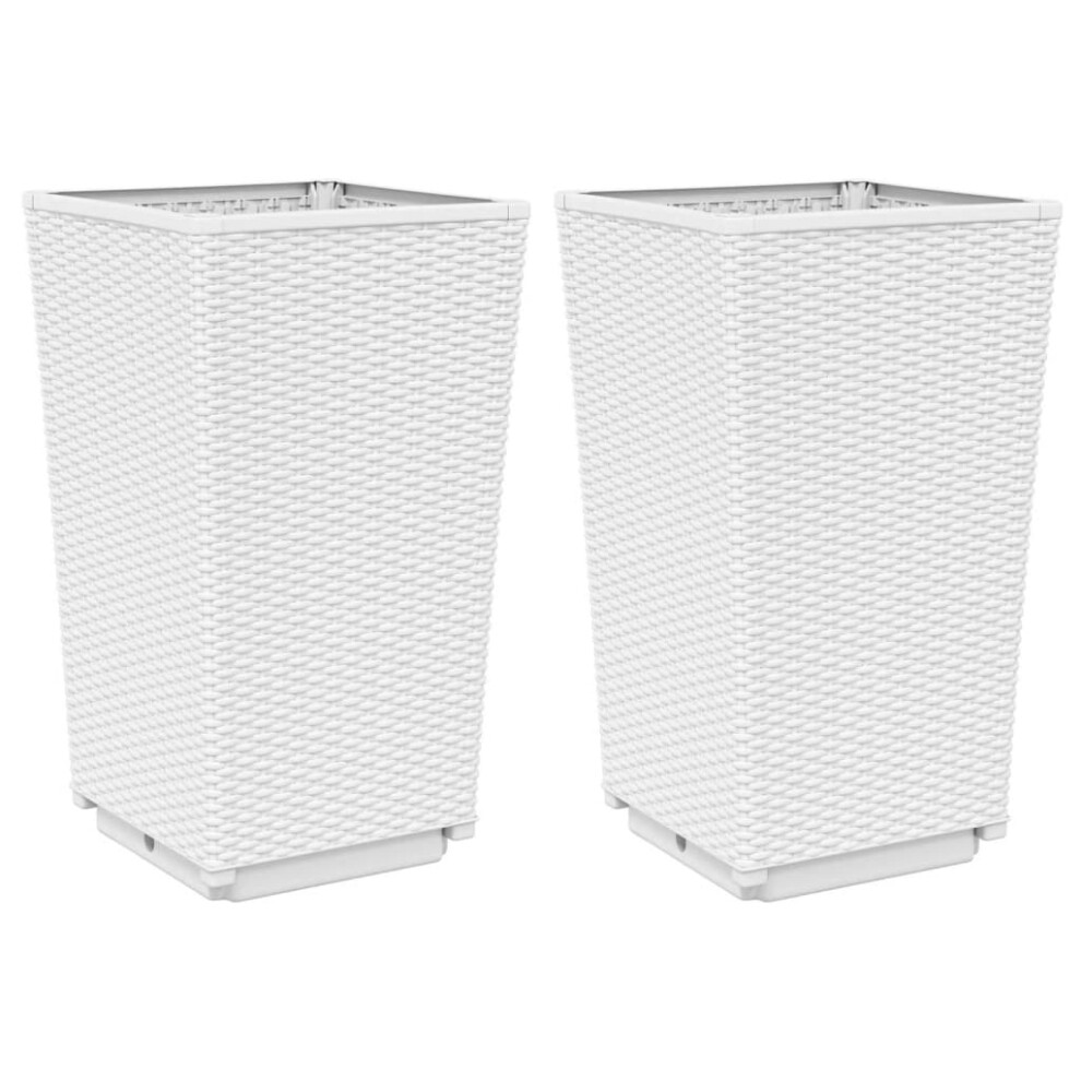 vidaXL Garden Planters Outdoor Flower Pot Herb Planter Pot Box 2 pcs White PP