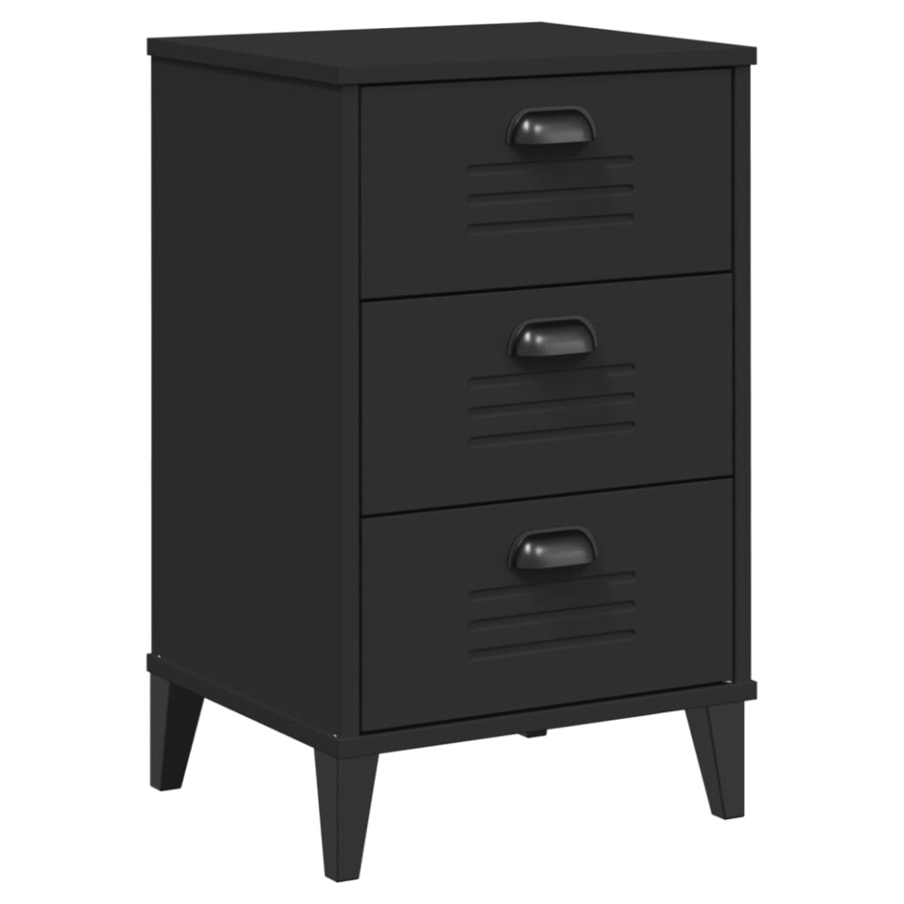 vidaXL Bedside Cabinet Side Table Nightstand Bed Table Black Solid Wood Pine