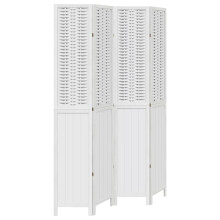 vidaXL Room Divider 4 Panels Office Privacy Screen White Solid Wood Paulownia