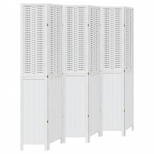 vidaXL Room Divider 6 Panels Office Privacy Screen White Solid Wood Paulownia