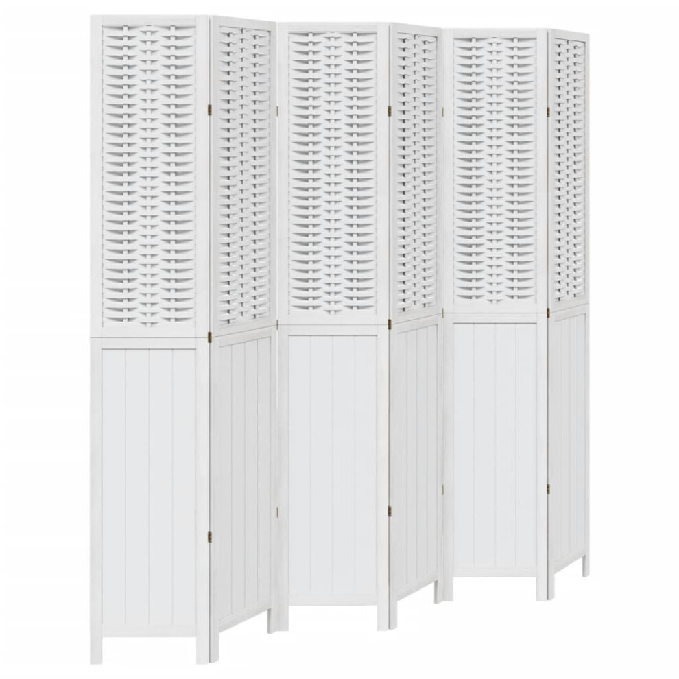 Vidaxl Room Divider 6 Panels Office Privacy Screen White Solid Wood Paulownia