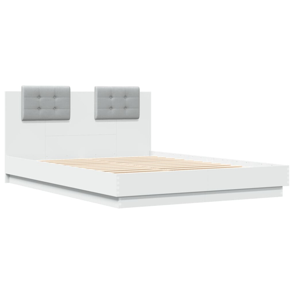 vidaXL Bed Frame with Headboard Home Bed Base White 120x200 cm Engineered Wood