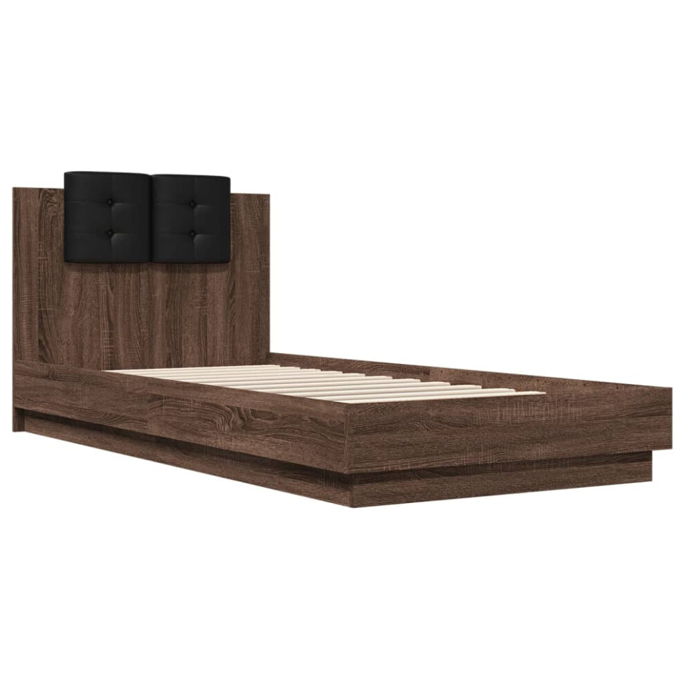 Vidaxl Bed Frame With Headboard Bed Base Brown Oak 100X200 Cm Engineered Wood