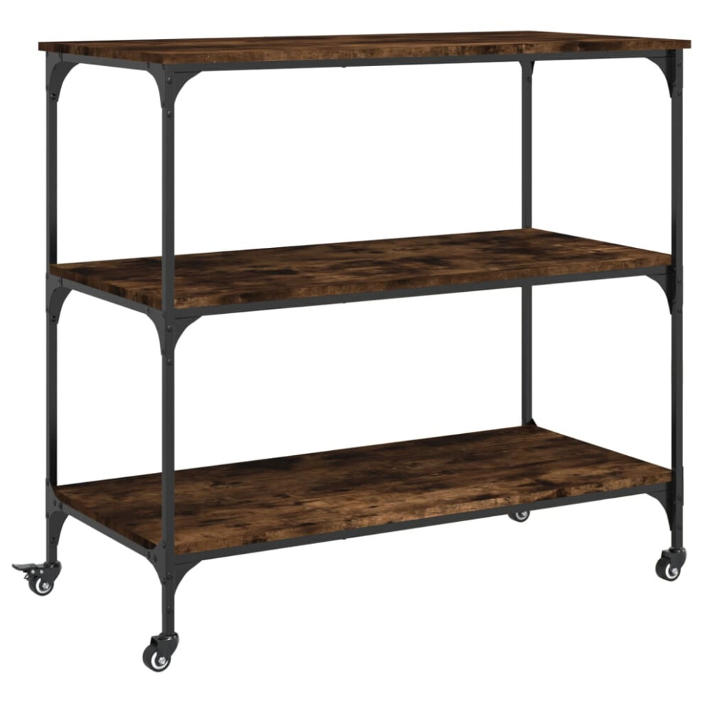 vidaXL Kitchen Trolley Rolling Cart Storage Cart Smoked Oak Engineered Wood