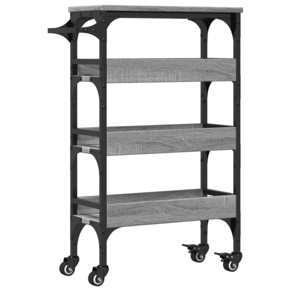 Vidaxl Kitchen Trolley Rolling Cart Storage Cart Grey Sonoma Engineered Wood