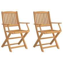 vidaXL Folding Garden Chairs Outdoor Dining Chair 2 pcs Solid Wood Acacia