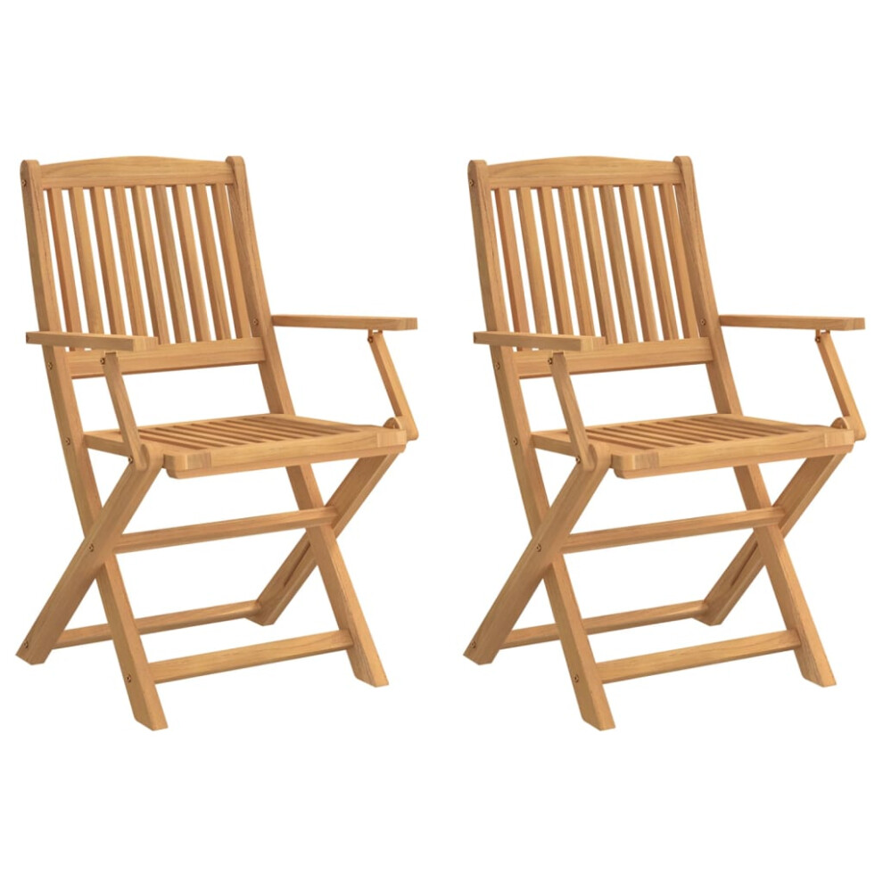 vidaXL Folding Garden Chairs Outdoor Dining Chair 2 pcs Solid Wood Acacia