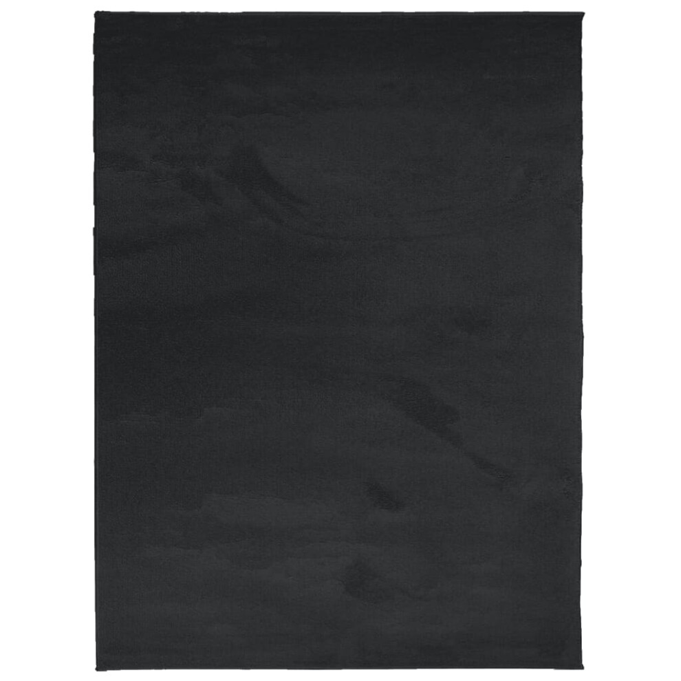 Vidaxl Rug Short Pile Soft And Washable Rug Floor Mat Area Rug Carpet Black
