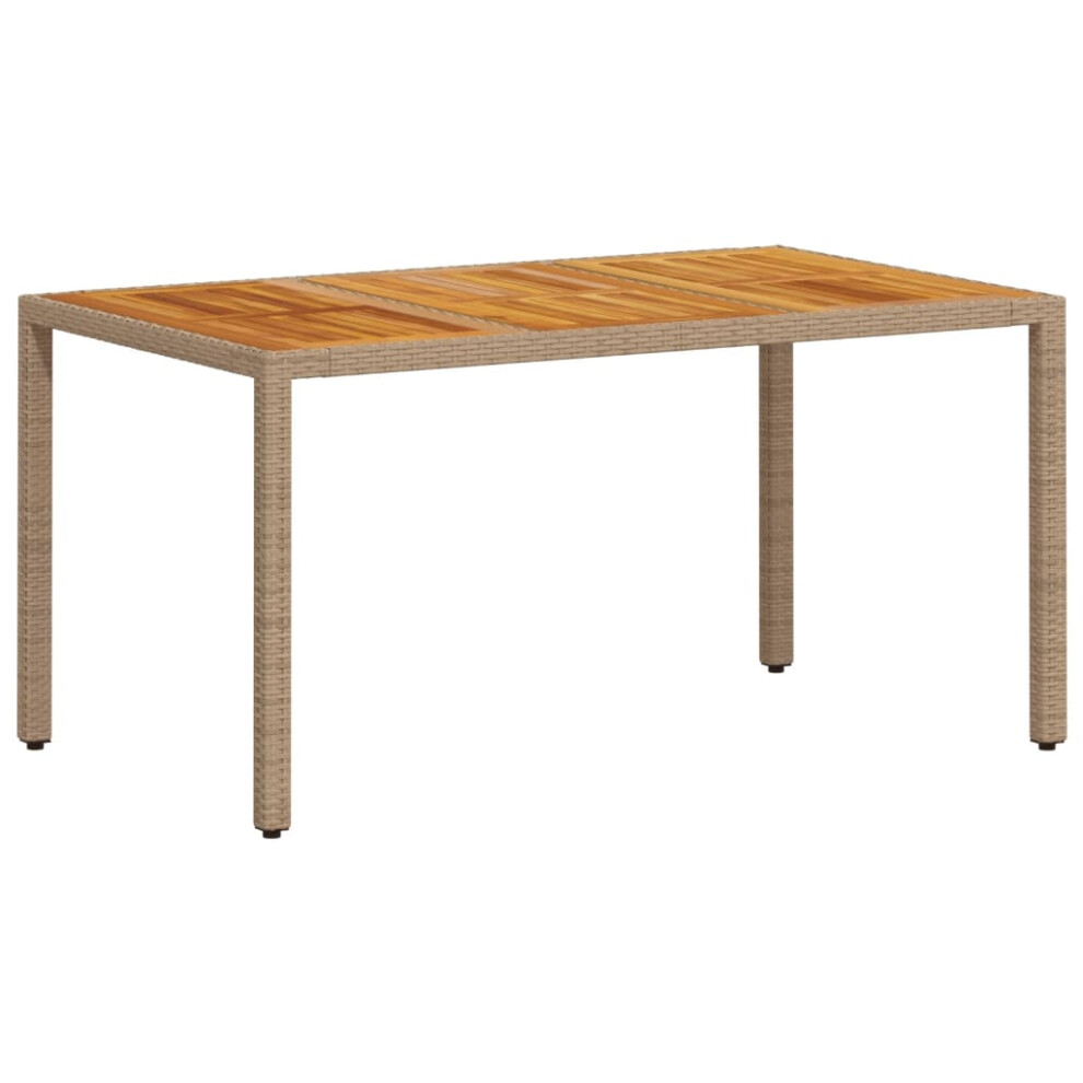 New Vidaxl Garden Table Outdoor Table Dining Table Beige Poly Rattan Acacia Wood Cream