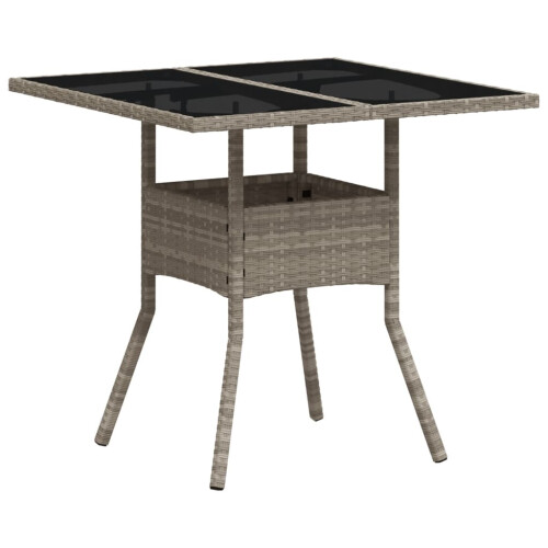 VidaXL vidaXL Gartentisch mit Glasplatte Hellgrau 80x80x75 cm Poly Rattan 1