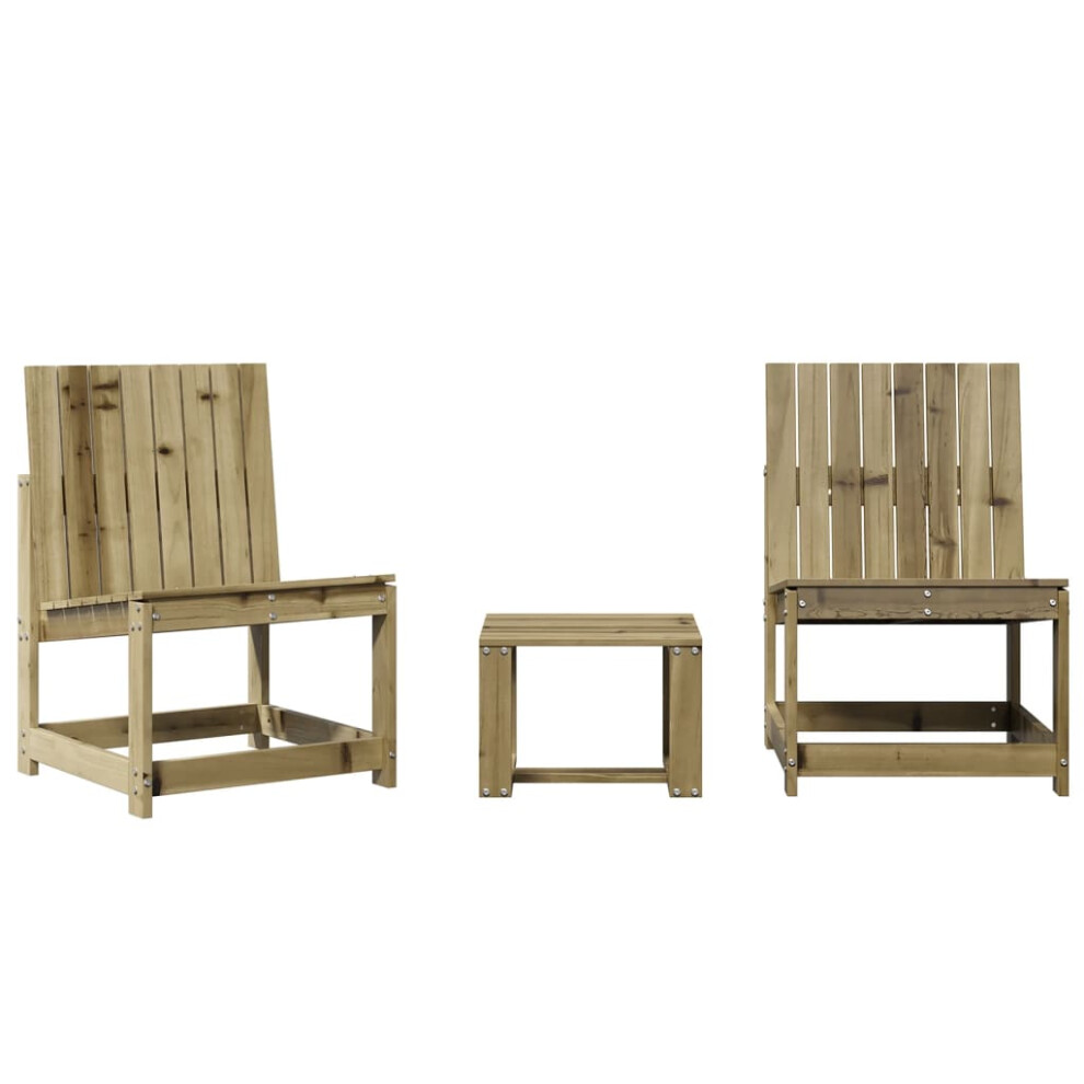 vidaXL Garden Lounge Set 3 Piece Outdoor Table and Chair Impregnated Wood Pine