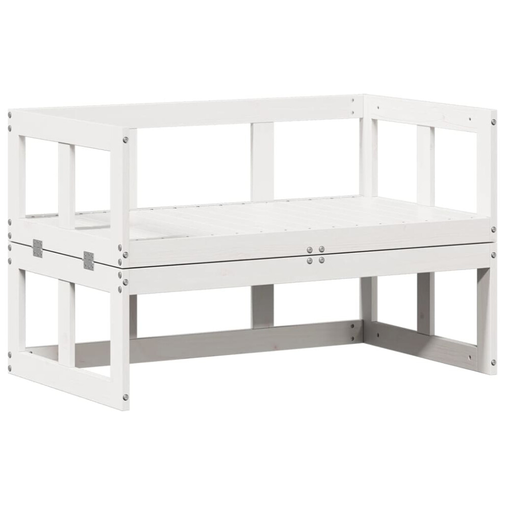 vidaXL Garden Sofa Bench Extendable Outdoor Dining Bench White Solid Wood Pine