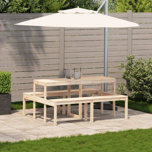 VidaXL vidaXL Picnic Table Outdoor Dining Table Wooden Garden Table Solid Wood Pine 2