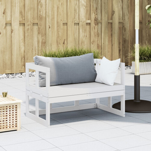 VidaXL vidaXL Garden Sofa Bench Extendable Outdoor Dining Bench White Solid Wood Pine 2