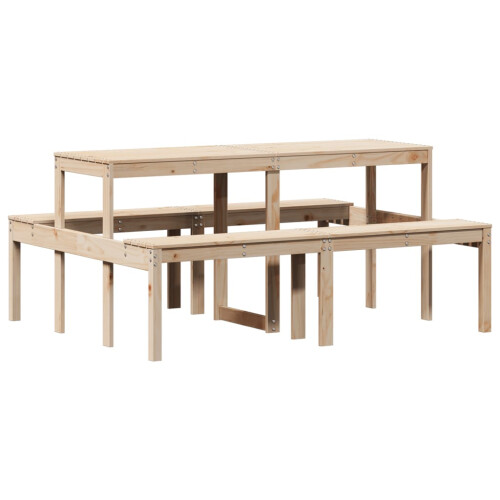 VidaXL vidaXL Picnic Table Outdoor Dining Table Wooden Garden Table Solid Wood Pine 1