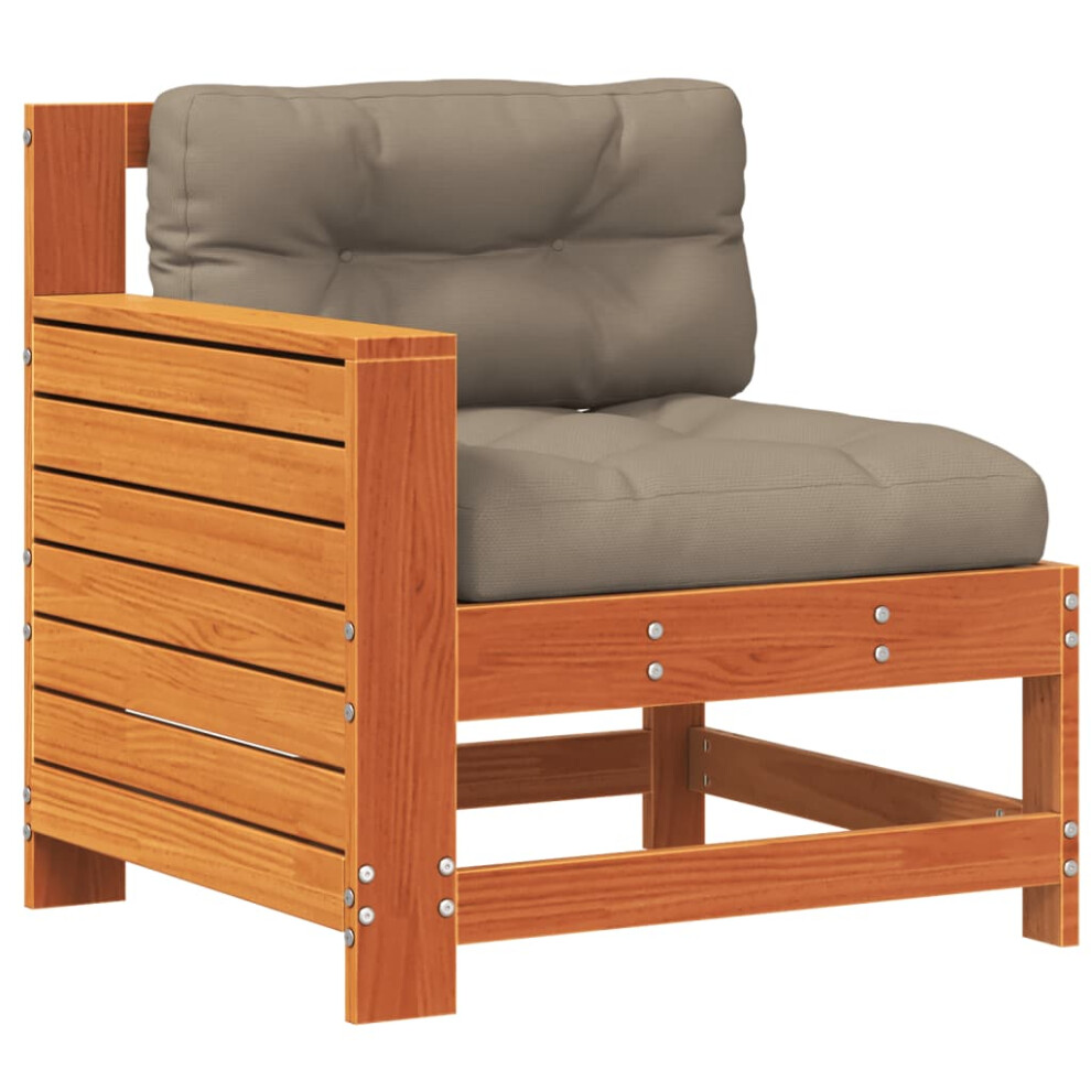 Vidaxl Garden Armrest Sofa With Cushion Outdoor Sofa Wax Solid Wood Pine Brown