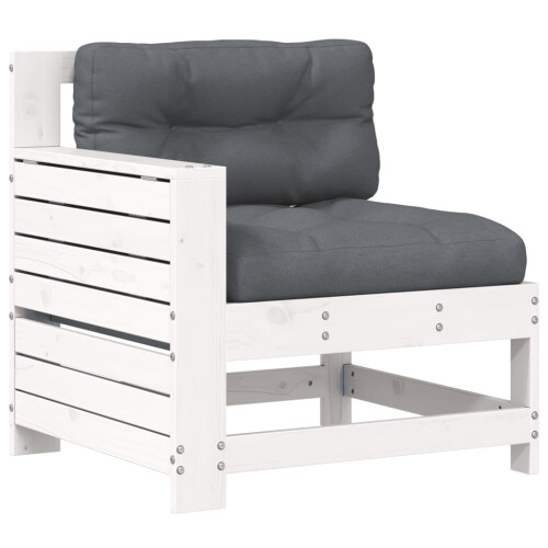 VidaXL vidaXL Garden Armrest Sofa with Cushion Outdoor Sofa White Solid Wood Pine 1