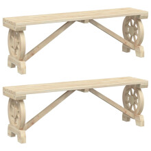 vidaXL Garden Benches Patio Bench Seat Outdoor Bench 2 pcs Solid Wood Fir