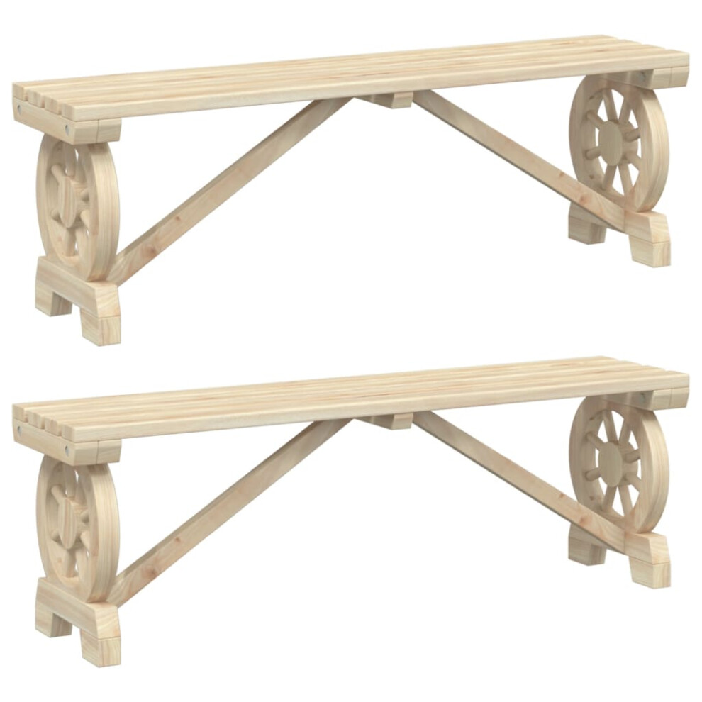 Vidaxl Garden Benches Patio Bench Seat Outdoor Bench 2 Pcs Solid Wood Fir