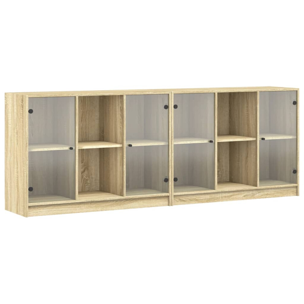 Vidaxl Bookcase With Doors Bookshelf Rack Cabinet Sonoma Oak Engineered Wood