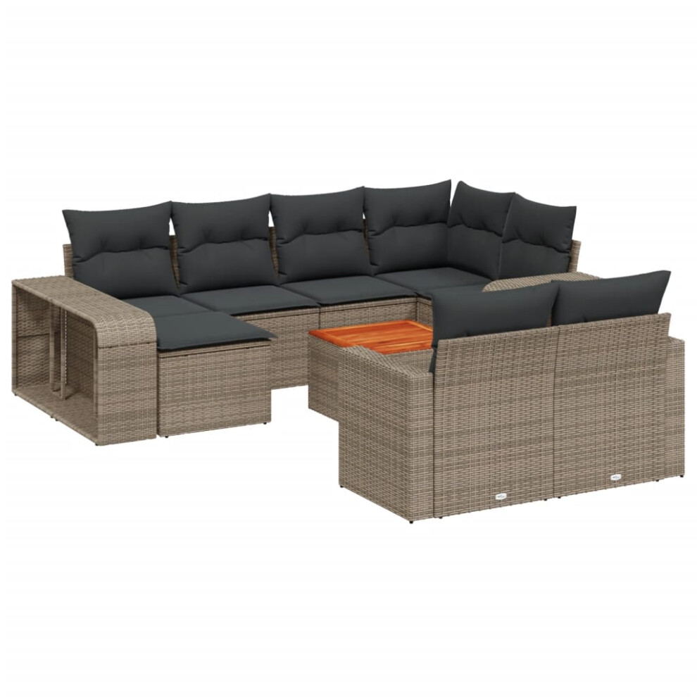 vidaXL Garden Sofa Set 11 Piece with Cushions Outdoor Sofa Grey Poly Rattan