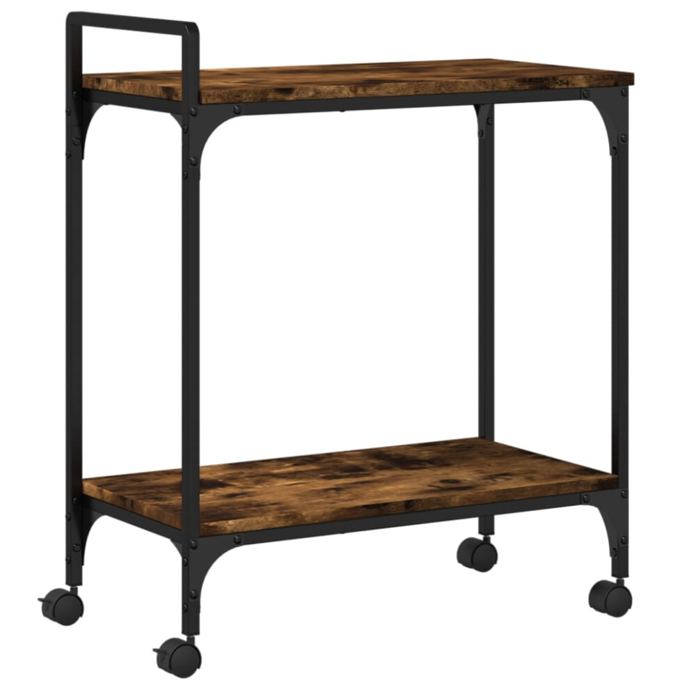 vidaXL Kitchen Trolley Rolling Cart Storage Cart Smoked Oak Engineered Wood