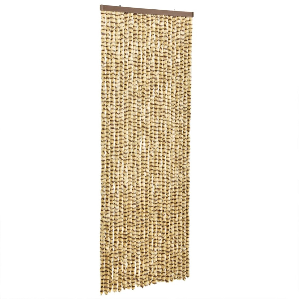 vidaXL Fly Curtain Door Curtain Fly Screen Beige and Brown 100x230 cm Chenille