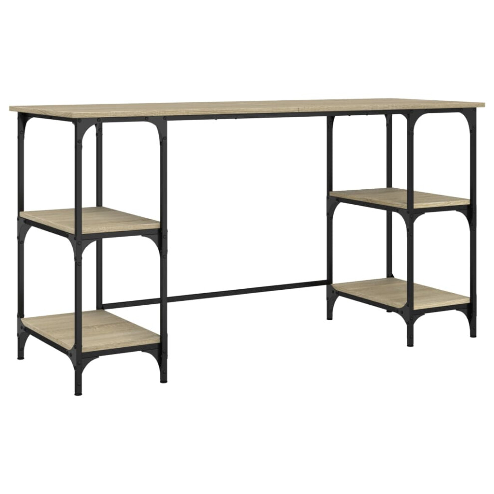 Vidaxl Desk Writing Desk Computer Desk Sonoma Oak Metal And Engineered Wood