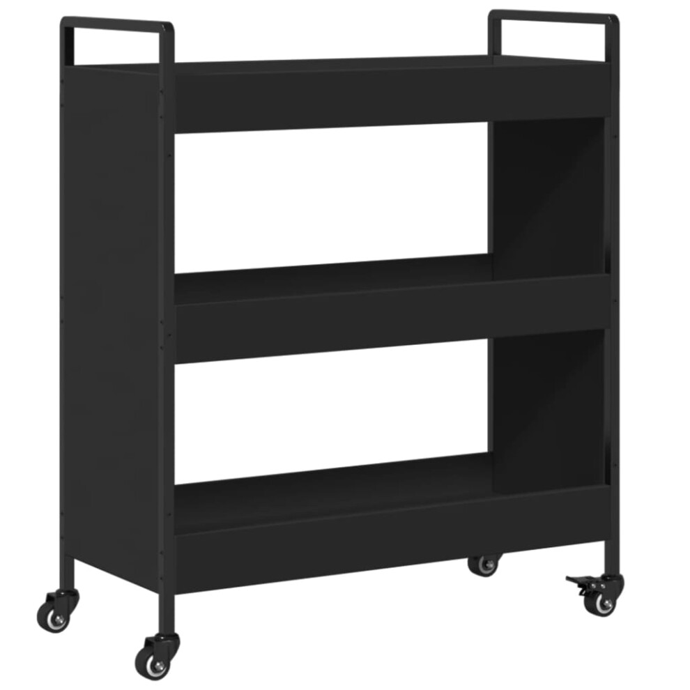 vidaXL Kitchen Trolley Rolling Cart Storage Cart Trolley Black Engineered Wood