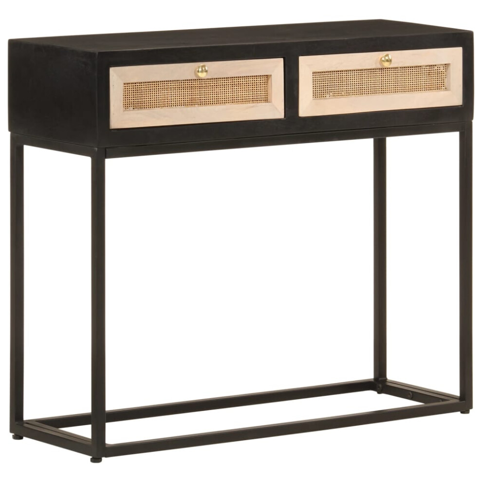 vidaXL Console Table Hall Side Table End Table Black Solid Wood Mango and Iron