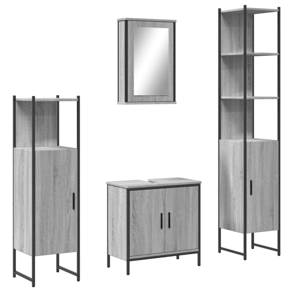 Vidaxl Bathroom Furniture Set 4 Piece Sink Cabinet Grey Sonoma Engineered Wood